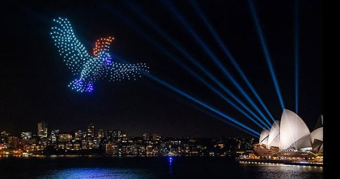 Pas de feu d’artifice mais un show lumineux  d’ Innov’Events pour le final de la 100e édition des Filets Bleus à Concarneau (29)