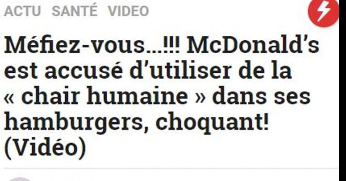 De la viande humaine trouvée dans les hamburgers de McDonald