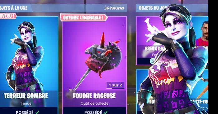 Skin terreur sombre à 400 vbucks dimanche 6 octobre